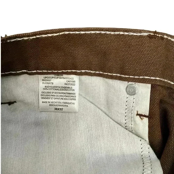 Dickies Carpenter Jean Relaxed Fit Straight Leg NWT Brown Size 38X32 - Picture 7 of 7
